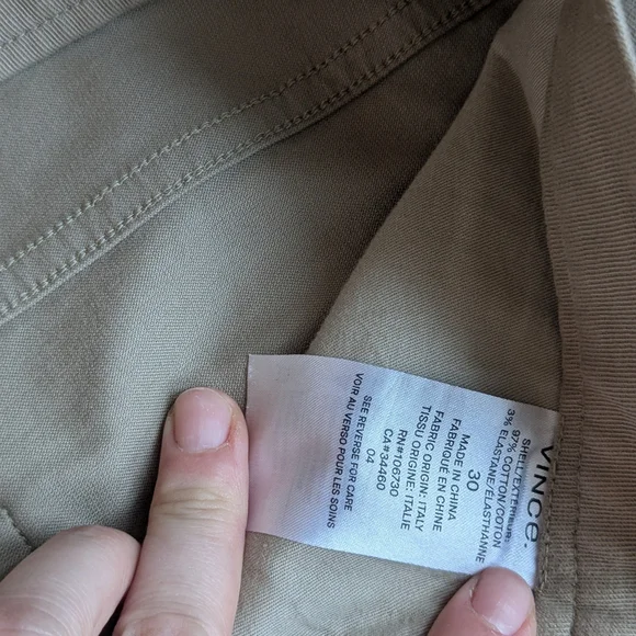 VINCE. Beige Cotton Blend Pants